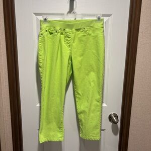 Heart Of Palm Petite Bright Neon Green Capri Pants Size 6P